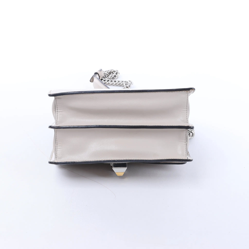 FENDI Kan I Mini Leather Chain Crossbody Bag in Gray 8M0381