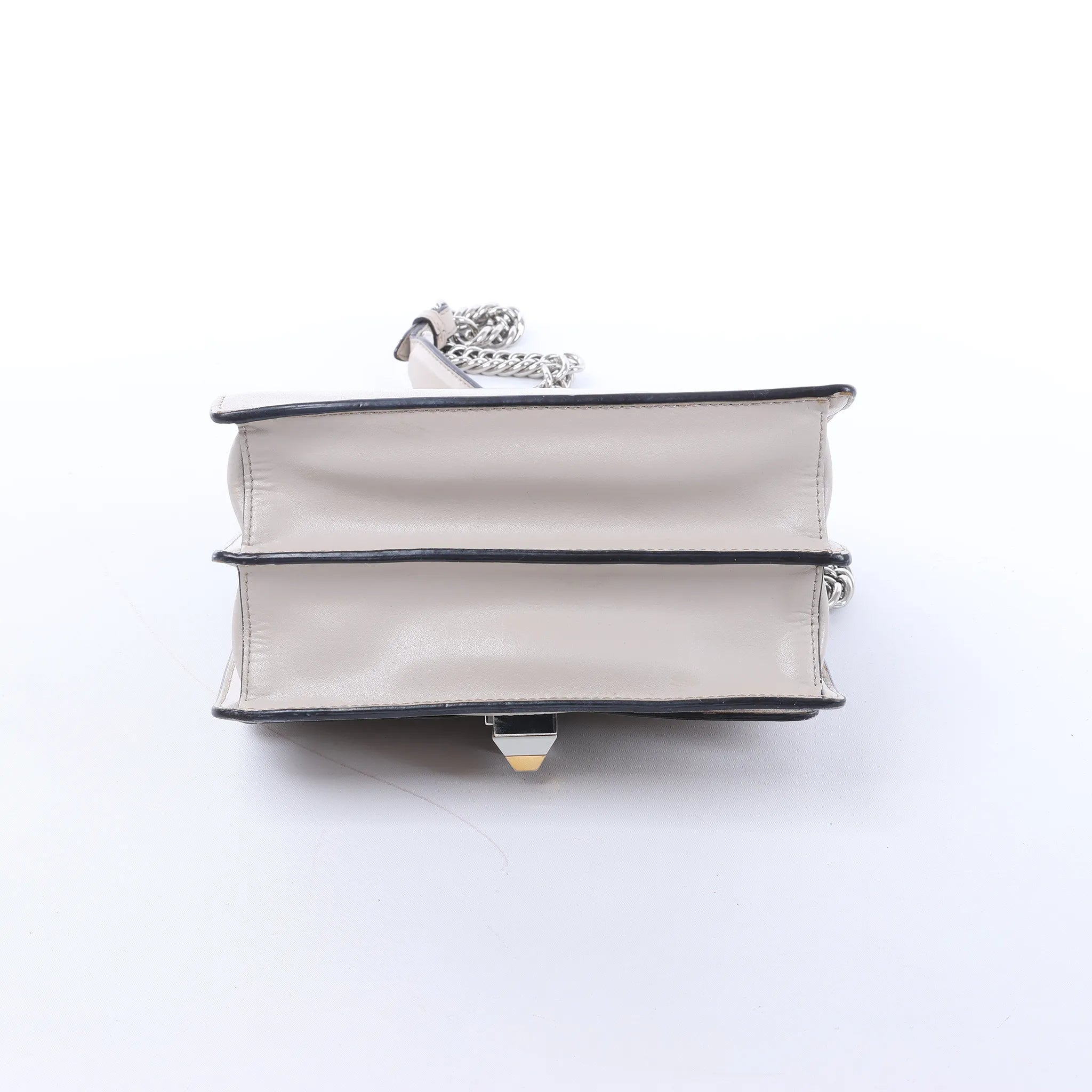 FENDI Kan I Mini Leather Chain Crossbody Bag in Gray 8M0381
