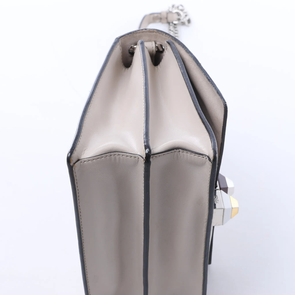 FENDI Kan I Mini Leather Chain Crossbody Bag in Gray 8M0381