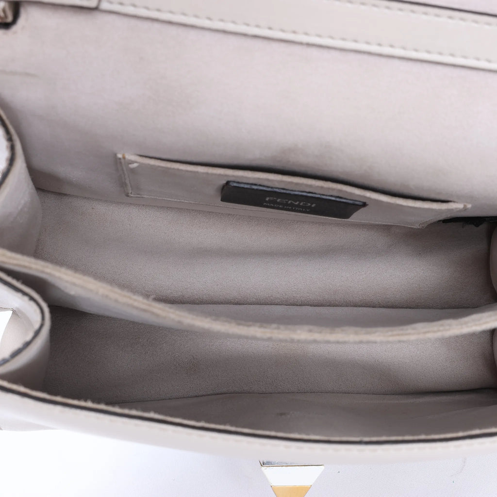 FENDI Kan I Mini Leather Chain Crossbody Bag in Gray 8M0381