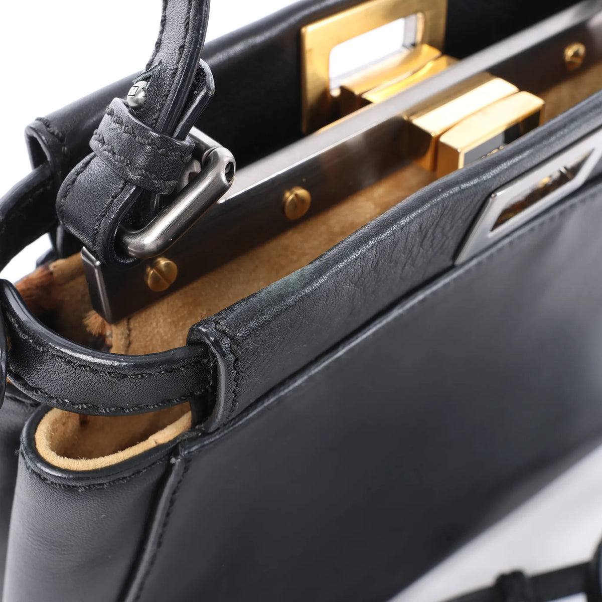 Fendi Peekaboo Mini Leather 2Way Handbag in Black 8BN227
