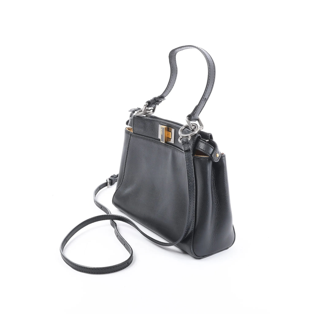 Fendi Peekaboo Mini Leather 2Way Handbag in Black 8BN227