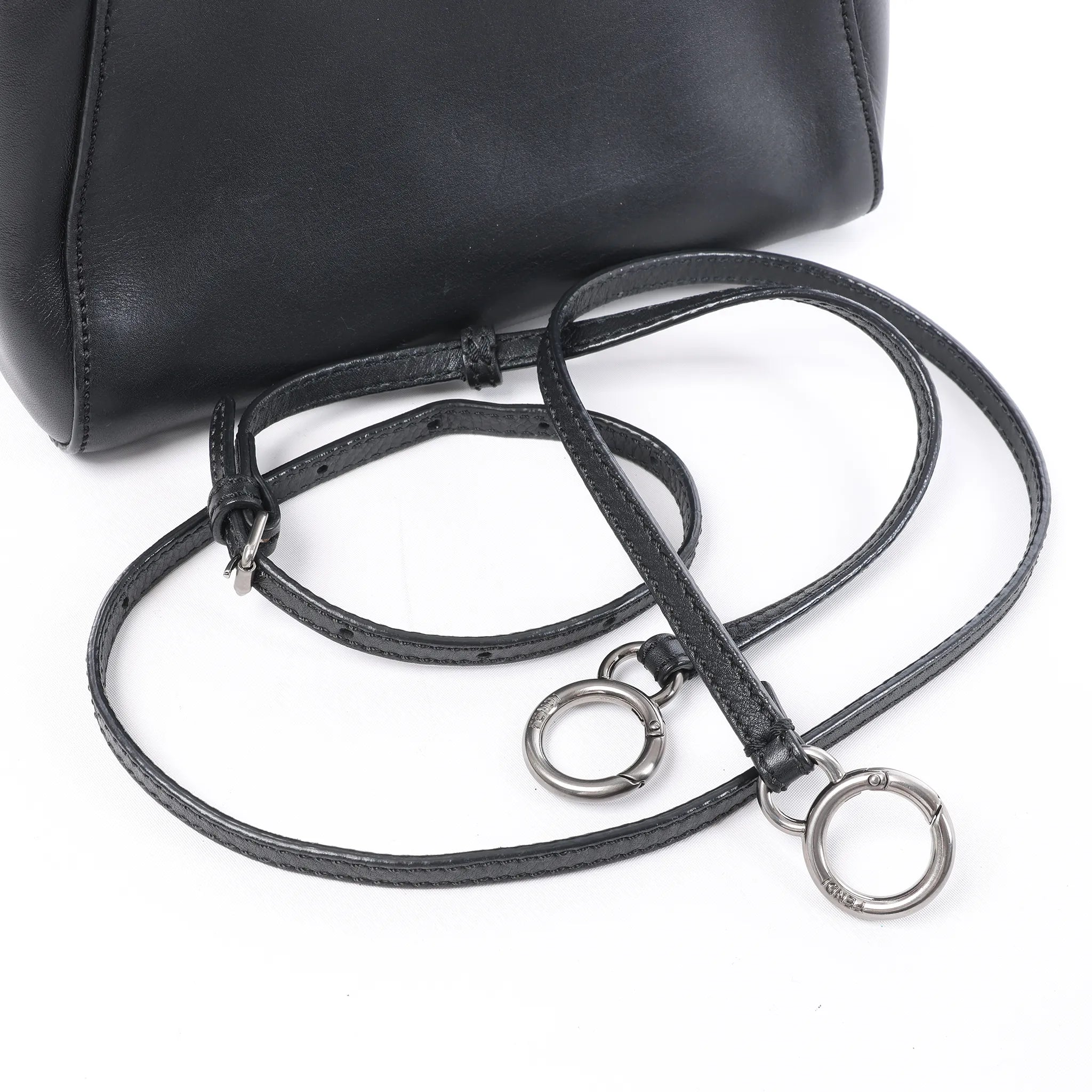 Fendi Peekaboo Mini Leather 2Way Handbag in Black 8BN227