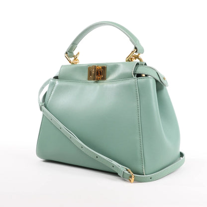 Fendi Peekaboo Mini Sac à main en cuir bidirectionnel Vert 8BN244