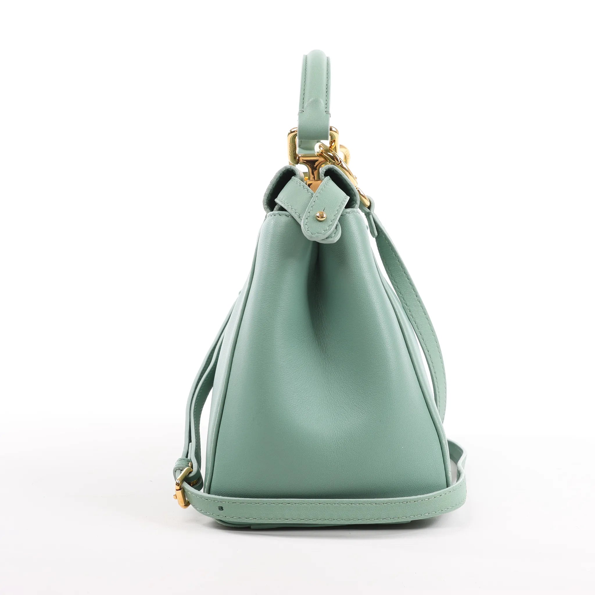 Fendi Peekaboo Mini Leather 2Way Handbag in Green 8BN244