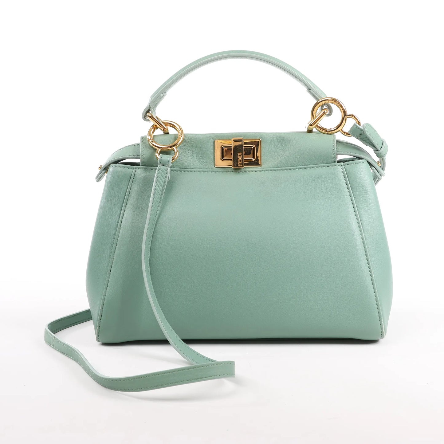 Fendi Peekaboo Mini 2-Wege-Handtasche aus Leder in Grün 8BN244