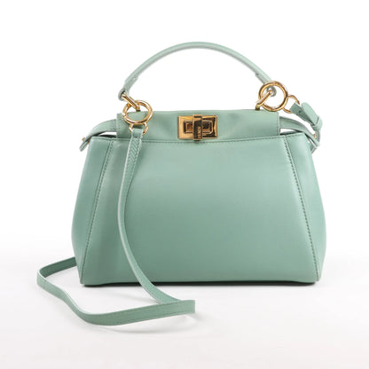 Fendi Peekaboo Mini 2-Wege-Handtasche aus Leder in Grün 8BN244