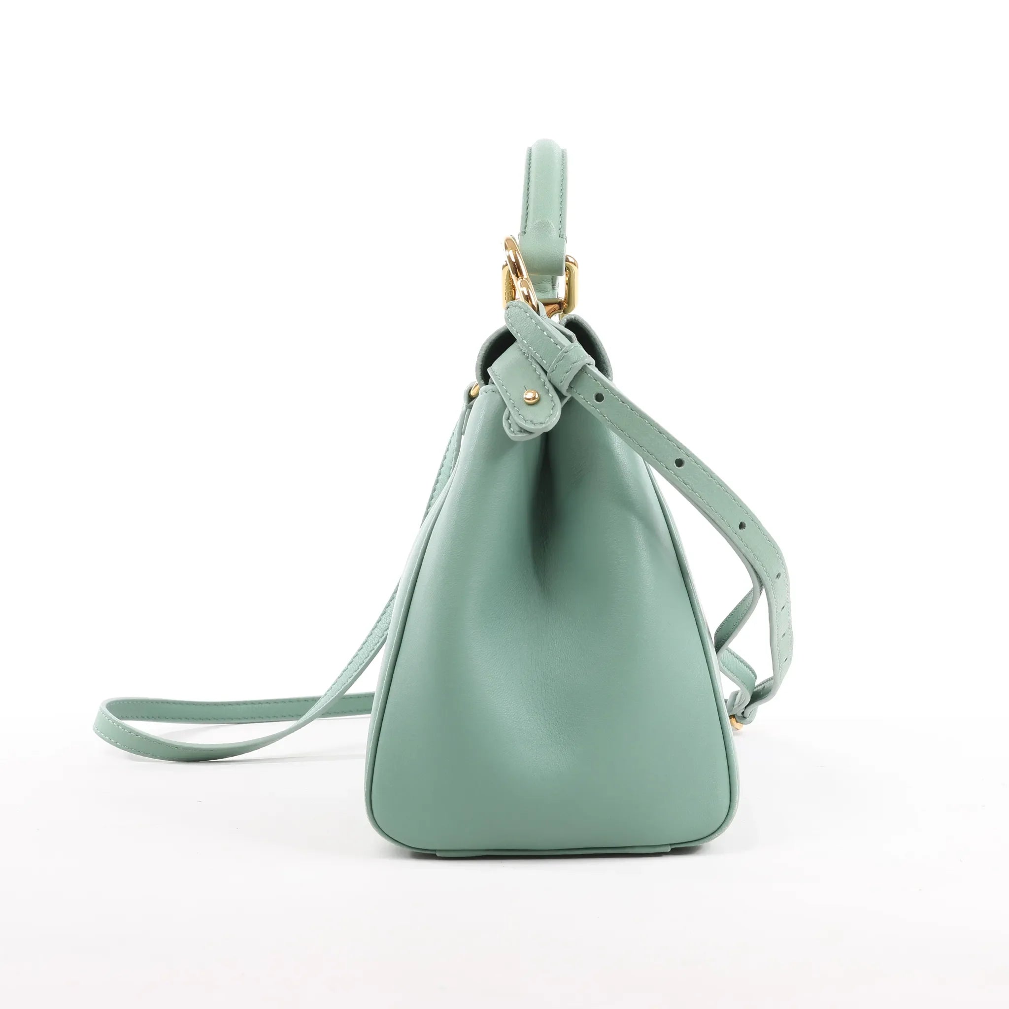 Fendi Peekaboo Mini Leather 2Way Handbag in Green 8BN244