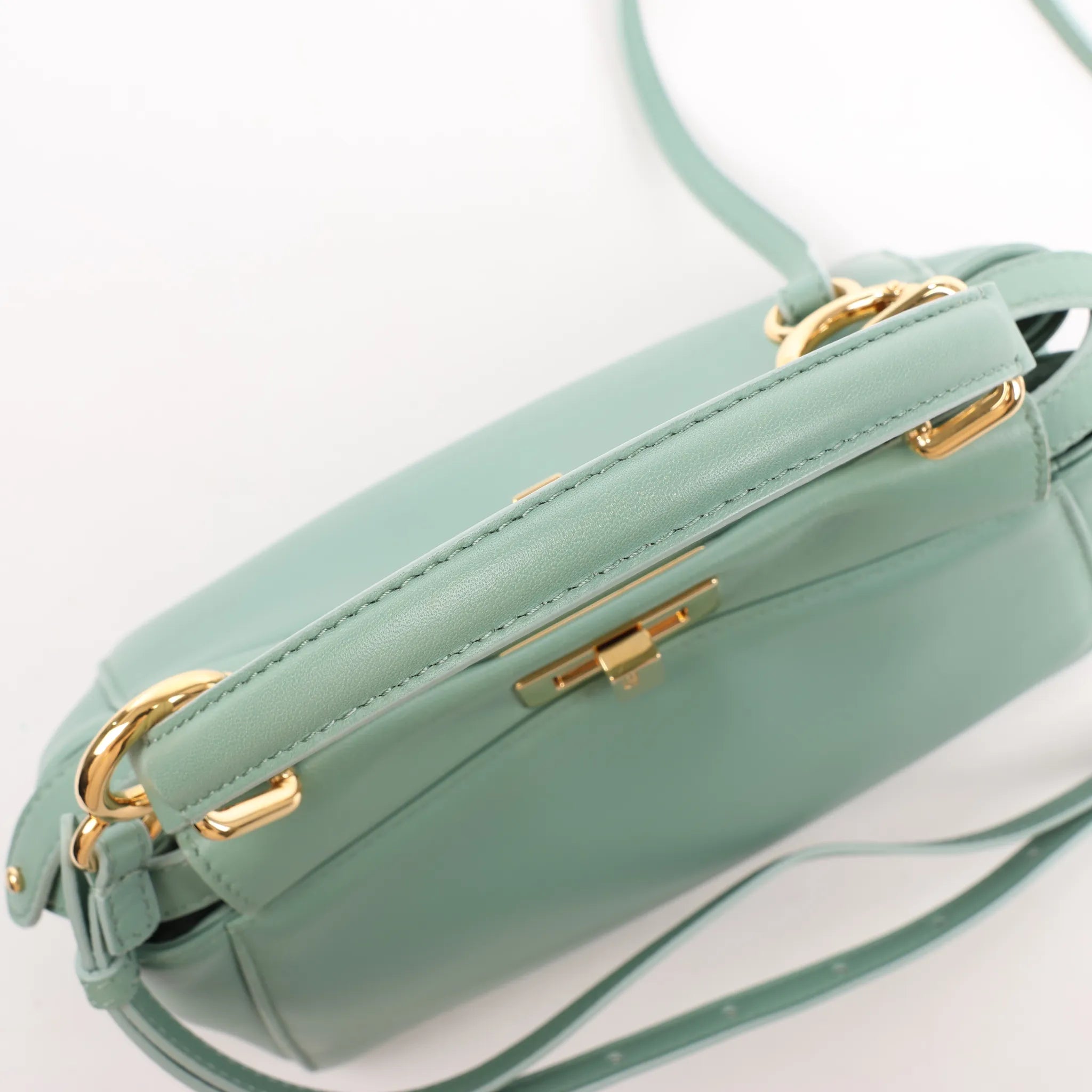 Fendi Peekaboo Mini Leather 2Way Handbag in Green 8BN244