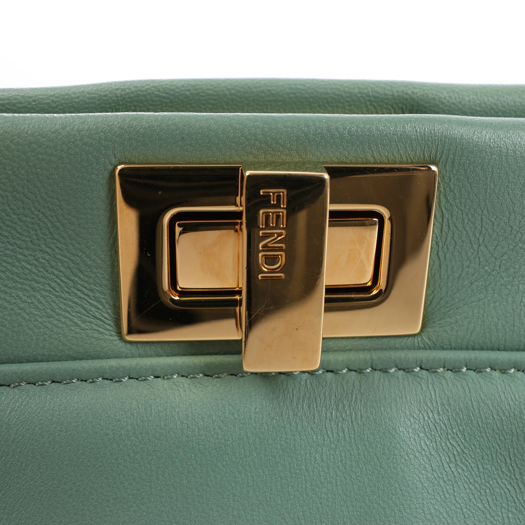 Fendi Peekaboo Mini Leather 2Way Handbag in Green 8BN244