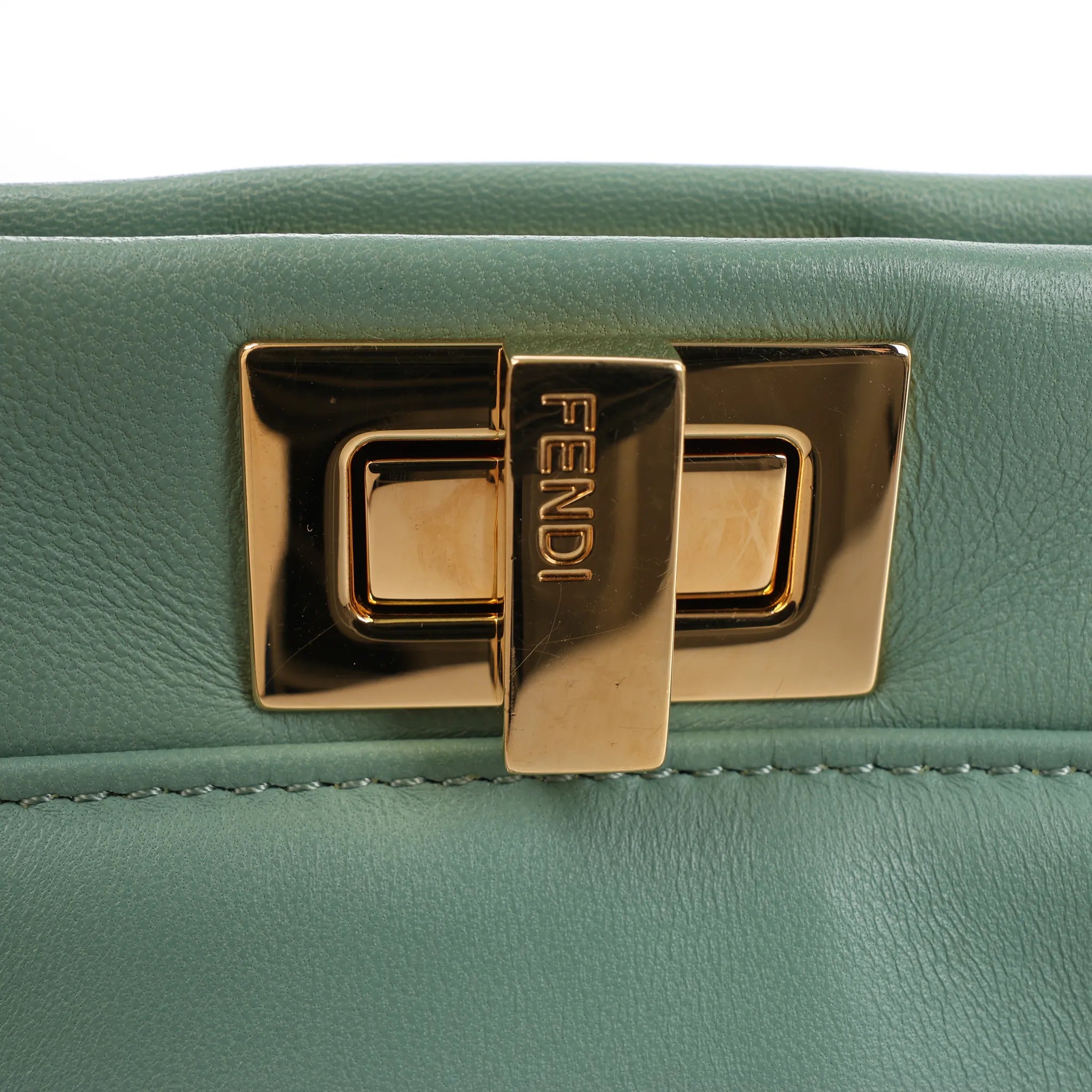 Fendi Peekaboo Mini Leather 2Way Handbag in Green 8BN244