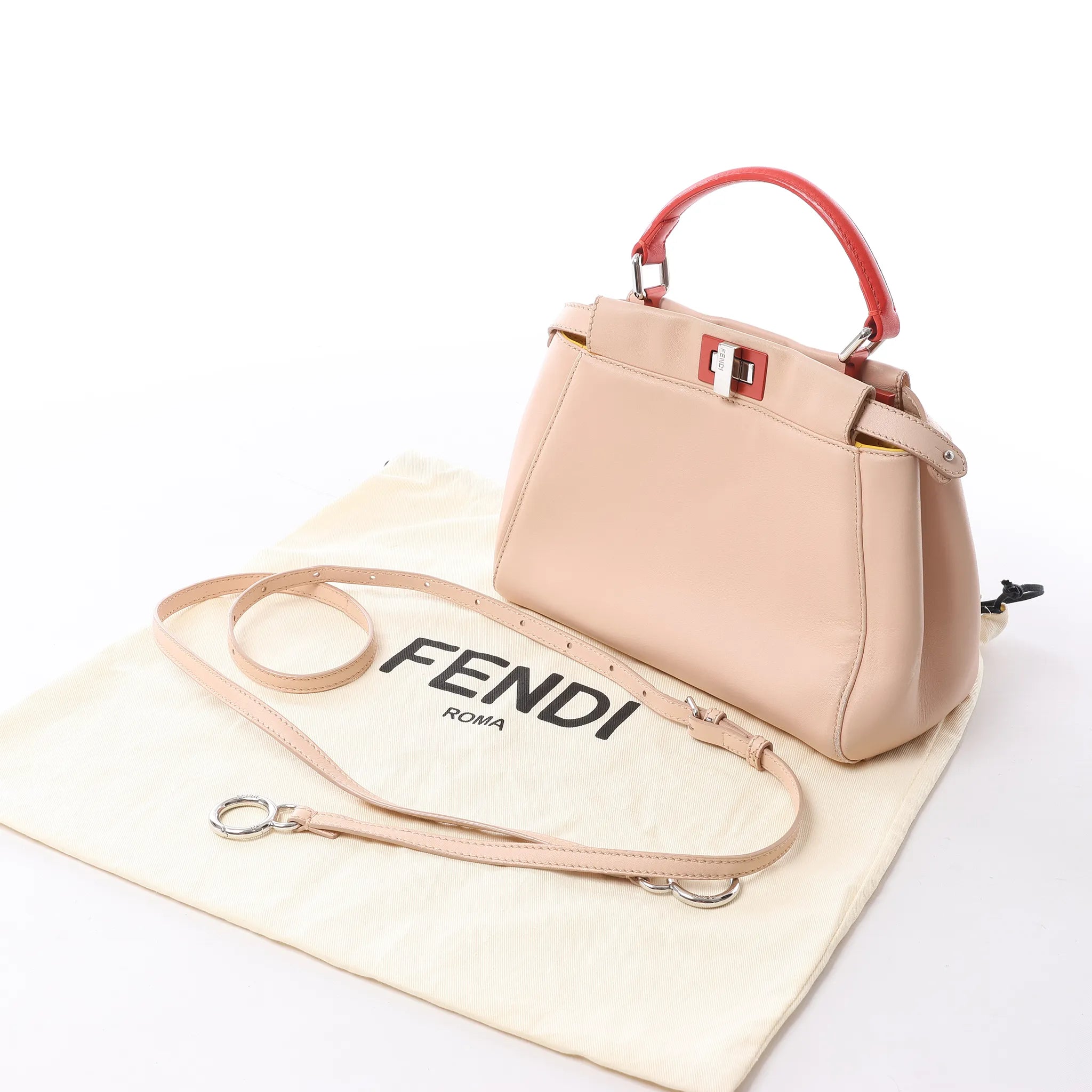Fendi Peekaboo Mini Leather 2Way Handbag in Pink 8BN244