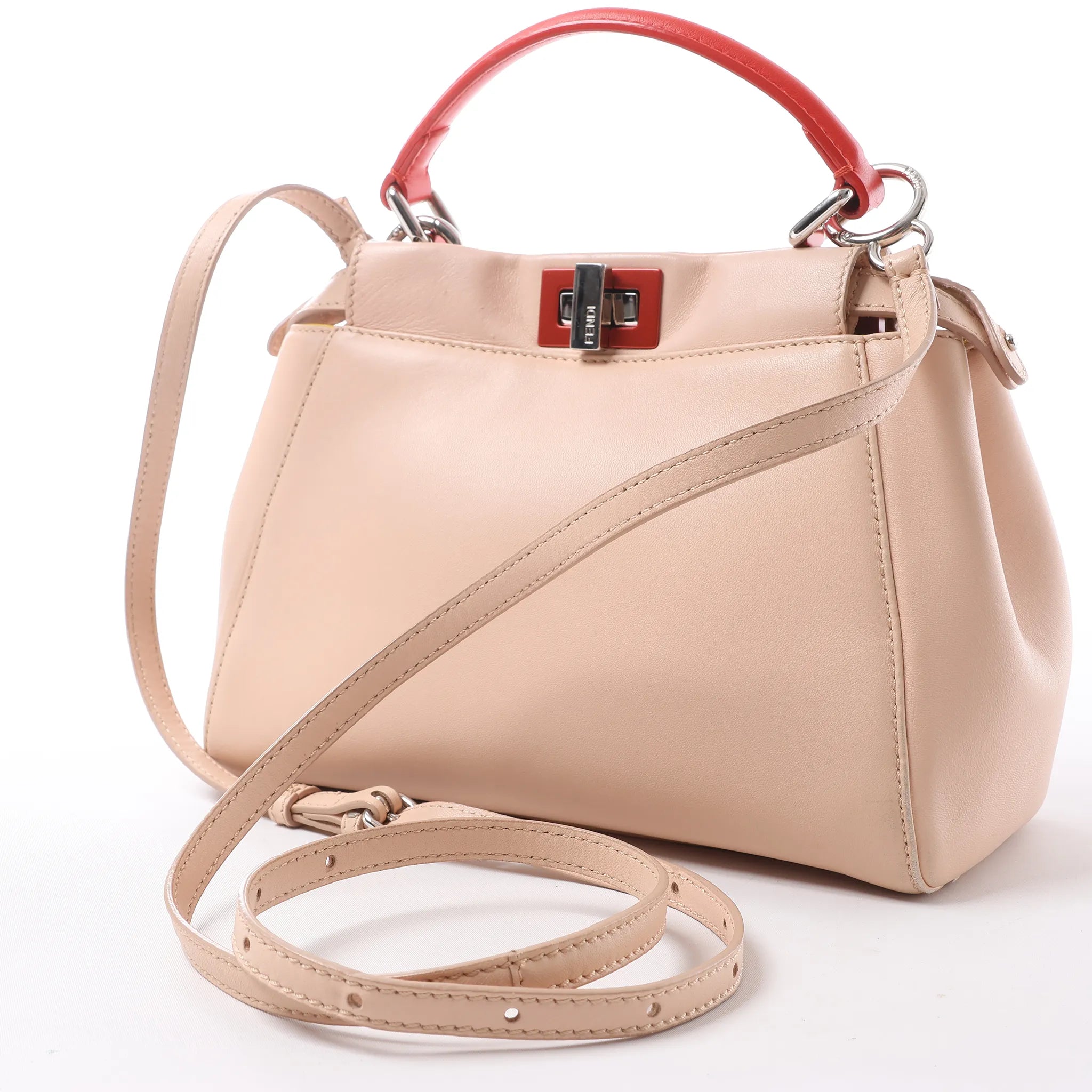 Fendi Peekaboo Mini Leather 2Way Handbag in Pink 8BN244