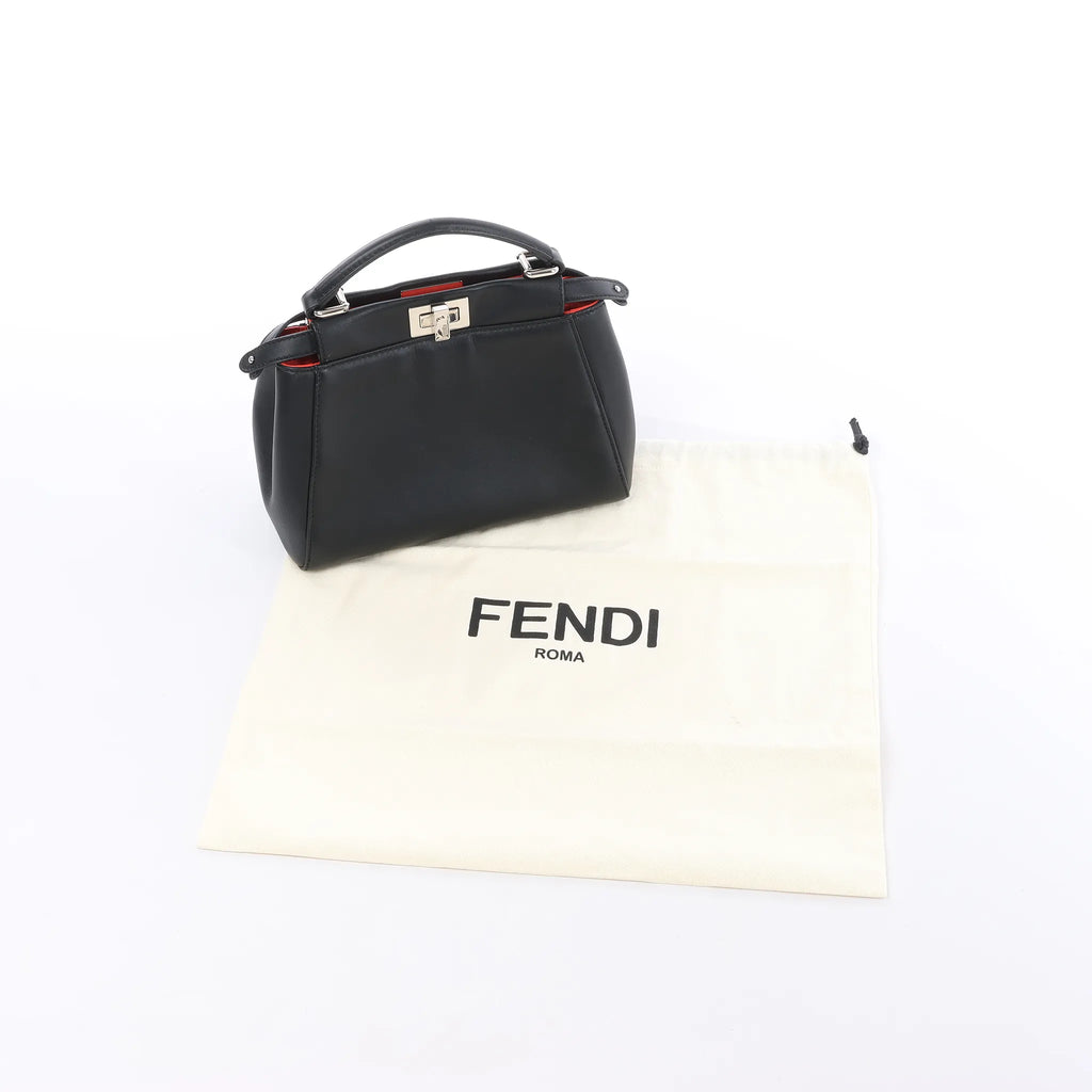 Fendi Peekaboo Mini Leather 2Way Handbag in Black 8BN244