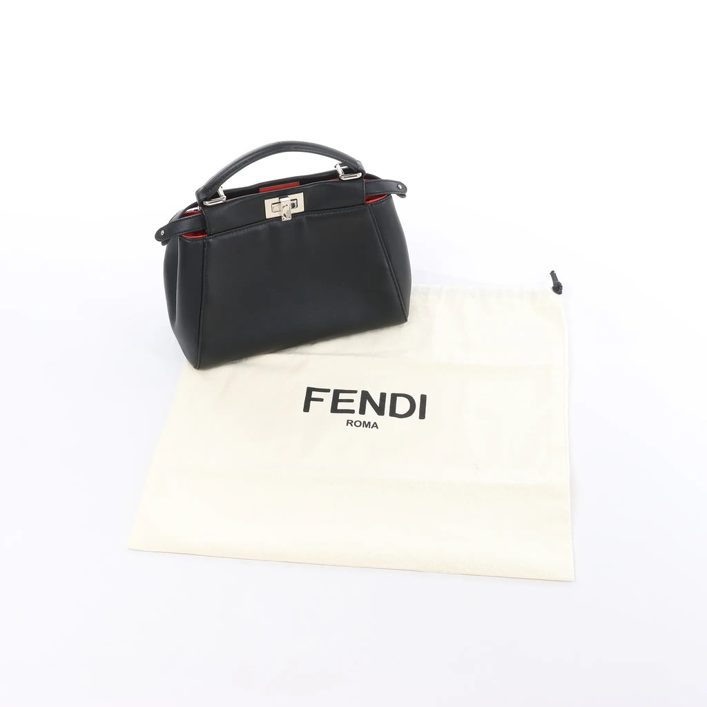 Fendi Peekaboo Mini Leather 2Way Handbag in Black 8BN244