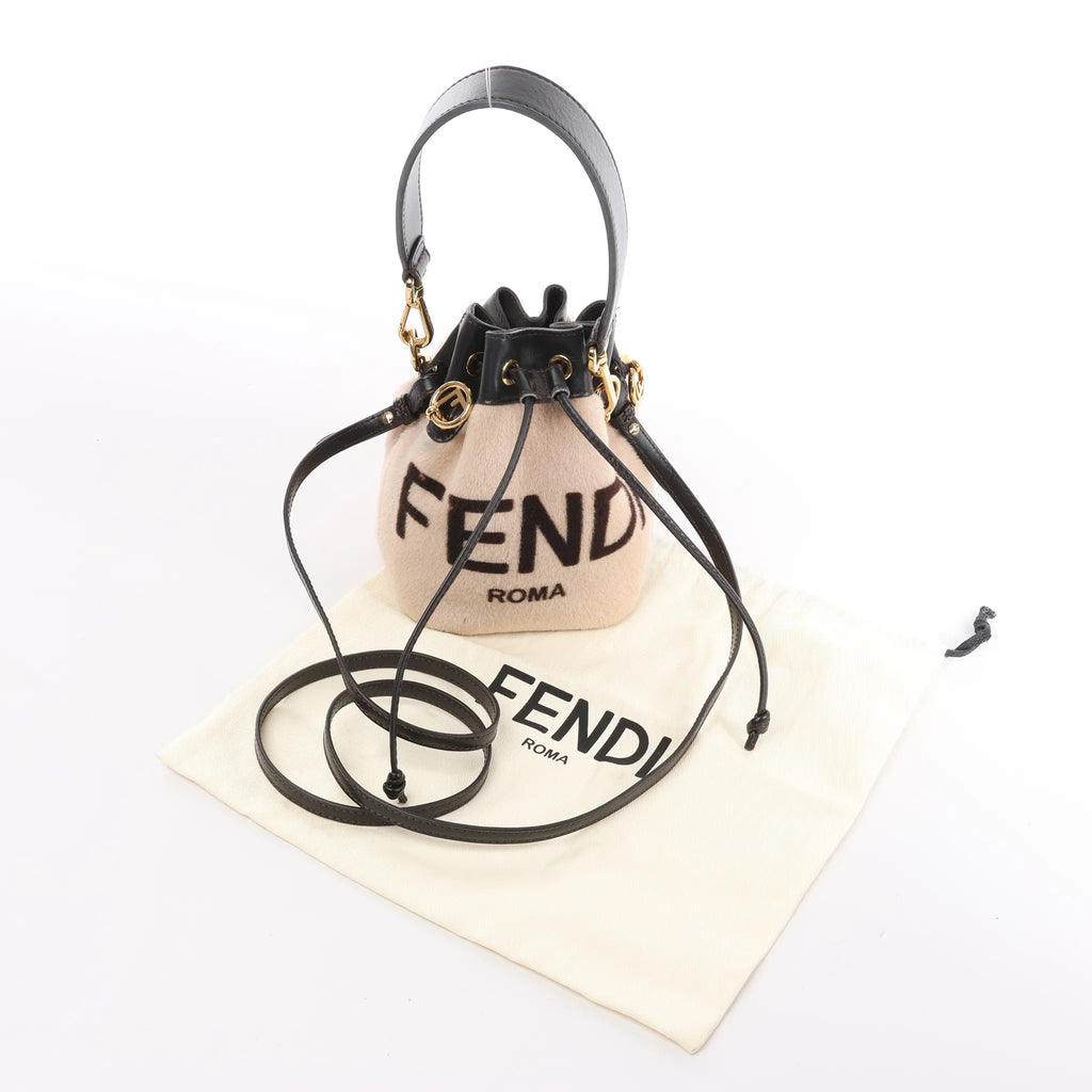 Fendi Mon Tresor Mini Harako x Leather 2Way Crossbody Bag in Beige 8BS010