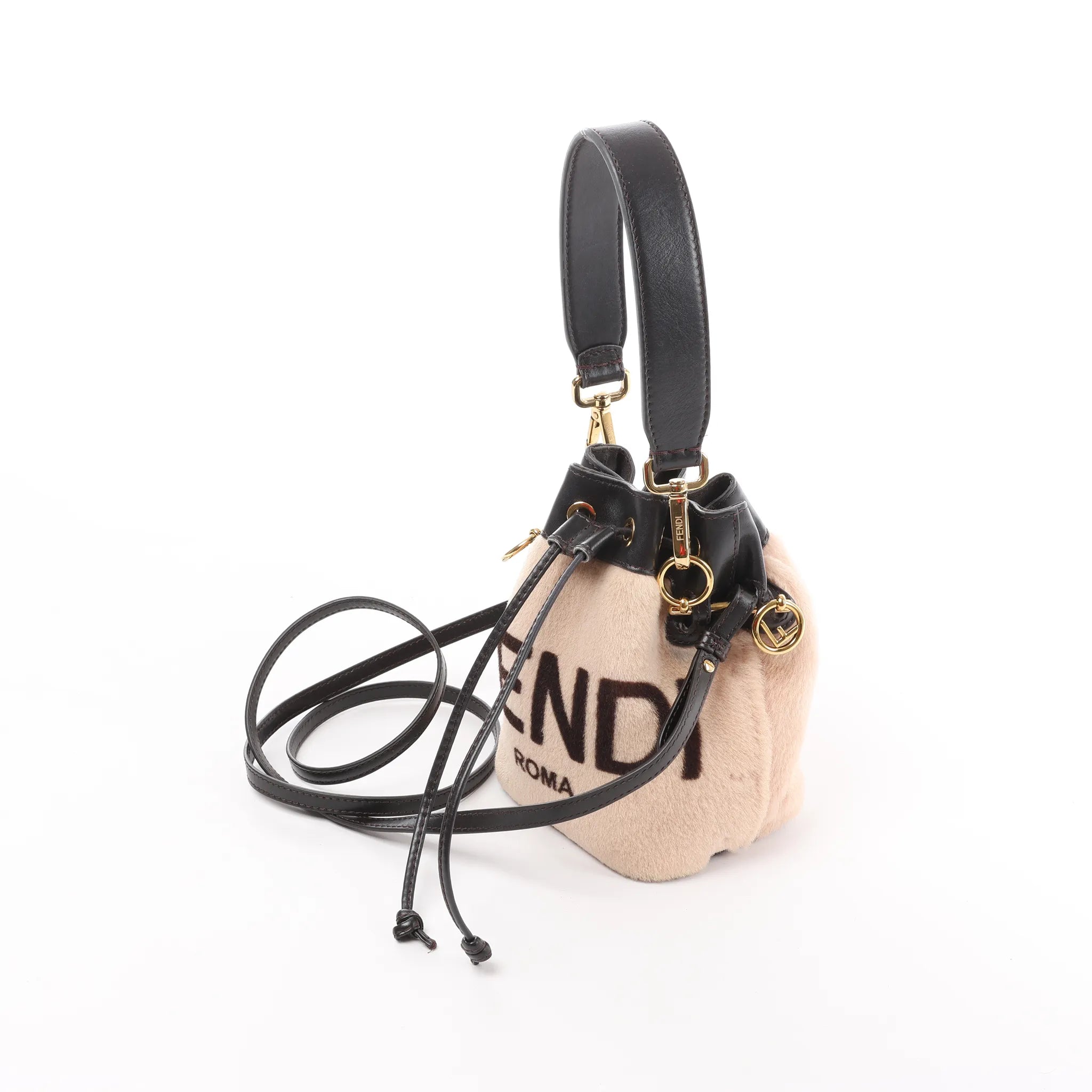 Fendi Mon Tresor Mini Harako x Leather 2Way Crossbody Bag in Beige 8BS010