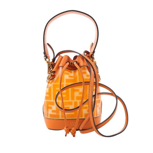 Mini sac à bandoulière FENDI Mon Tresor en PVC et cuir, double sens, orange 8BS010