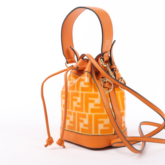 Mini sac à bandoulière FENDI Mon Tresor en PVC et cuir, double sens, orange 8BS010