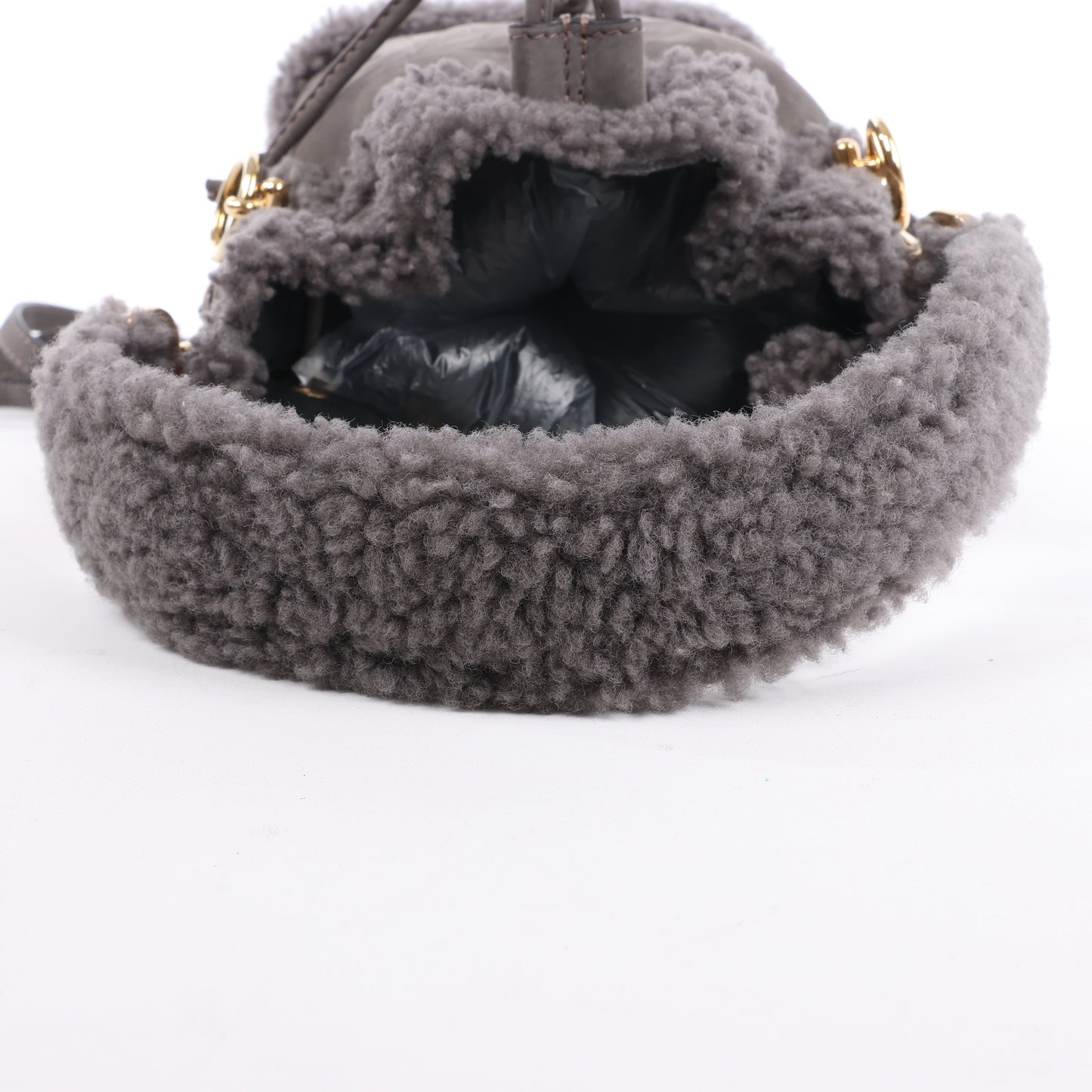 Fendi Mon Tresor Mini Mouton 2Way Shoulder Bag in Gray 8BS010