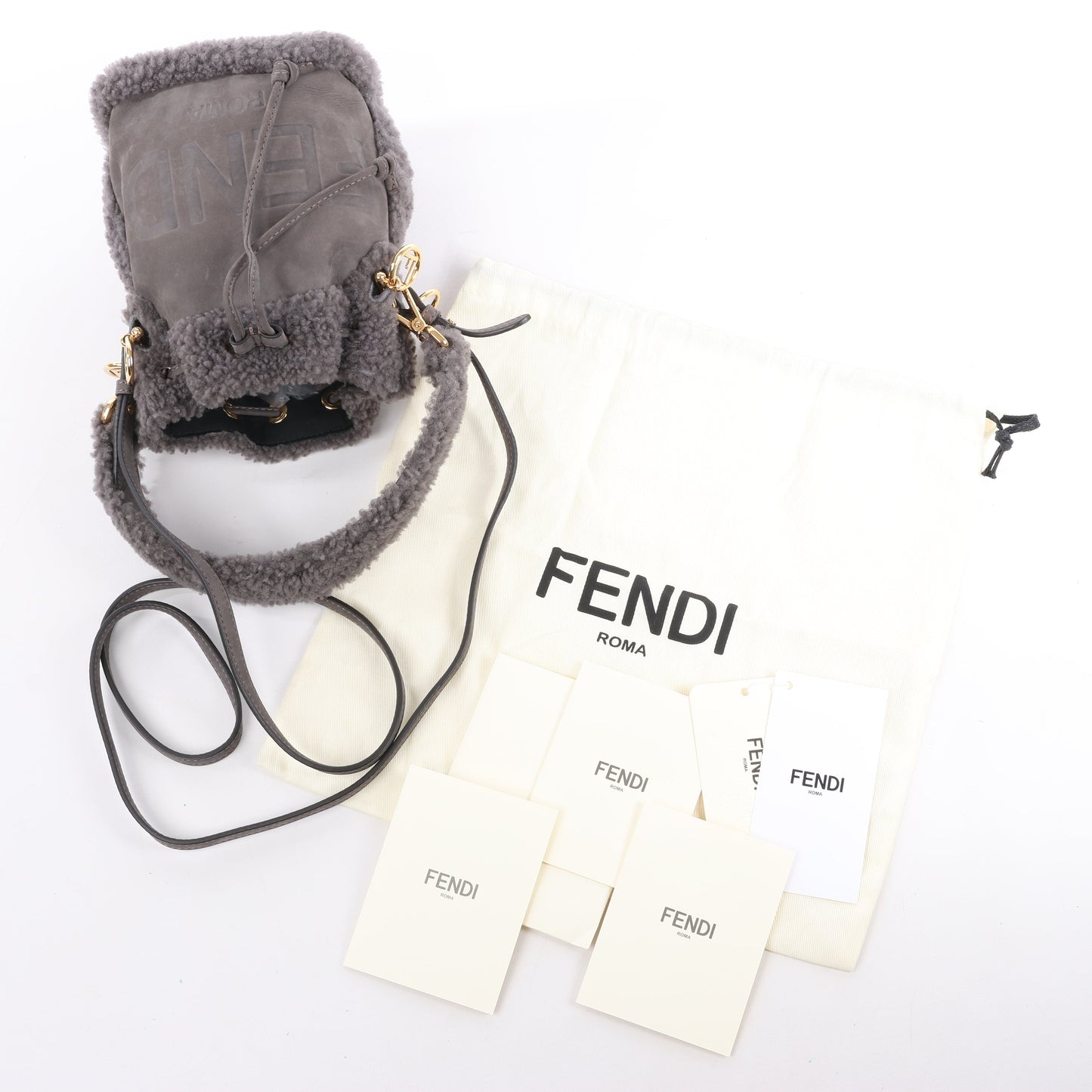 Fendi Mon Tresor Mini Mouton 2Way Shoulder Bag in Gray 8BS010