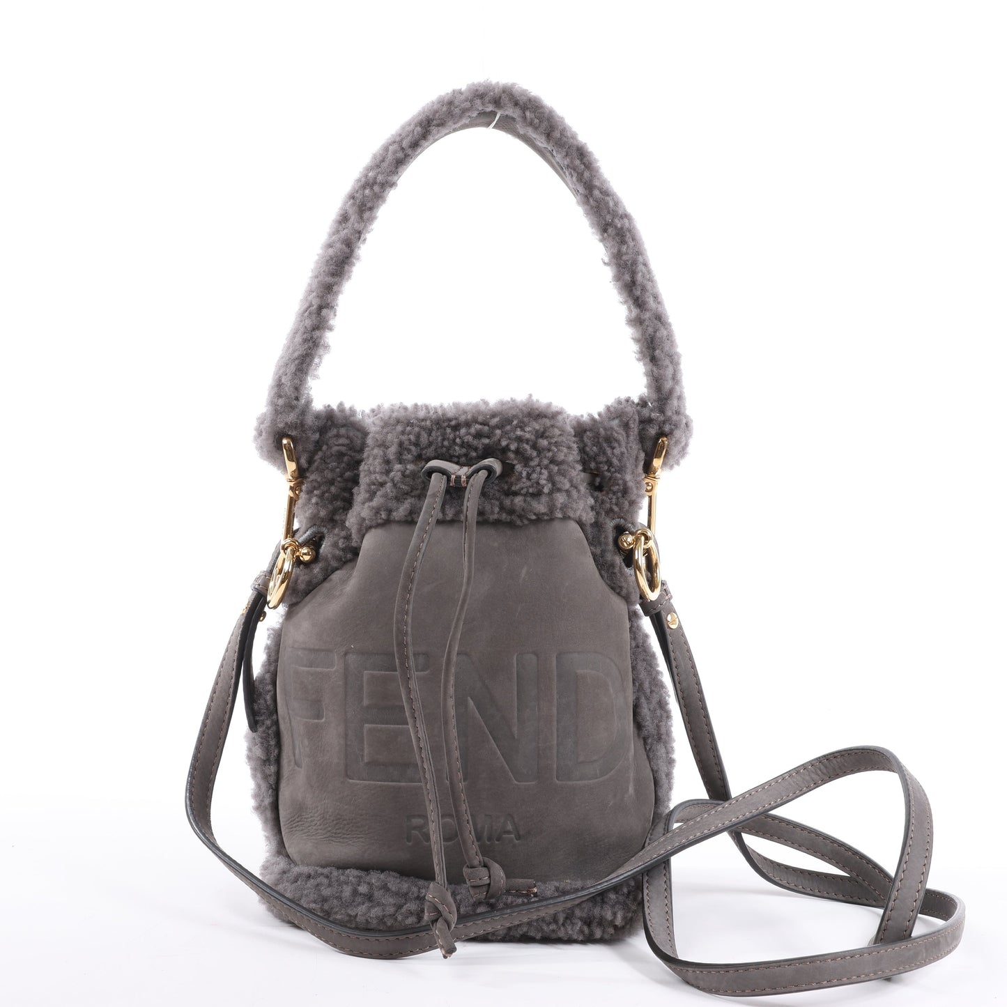 Fendi Mon Tresor Mini Mouton 2Way Shoulder Bag in Gray 8BS010
