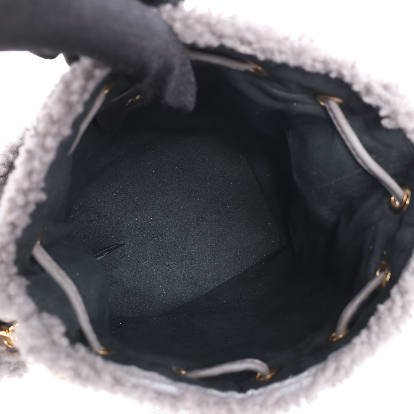 Fendi Mon Tresor Mini Mouton 2Way Shoulder Bag in Gray 8BS010