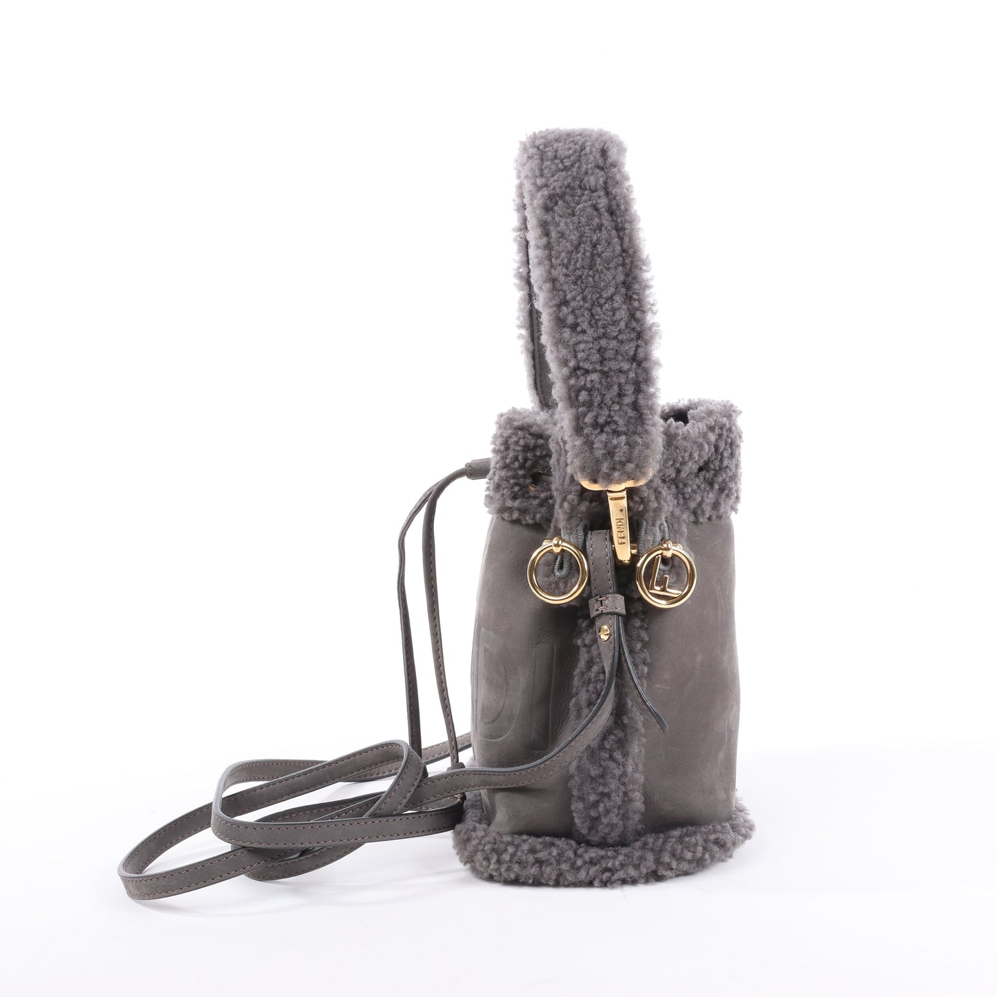 Fendi Mon Tresor Mini Mouton 2Way Shoulder Bag in Gray 8BS010