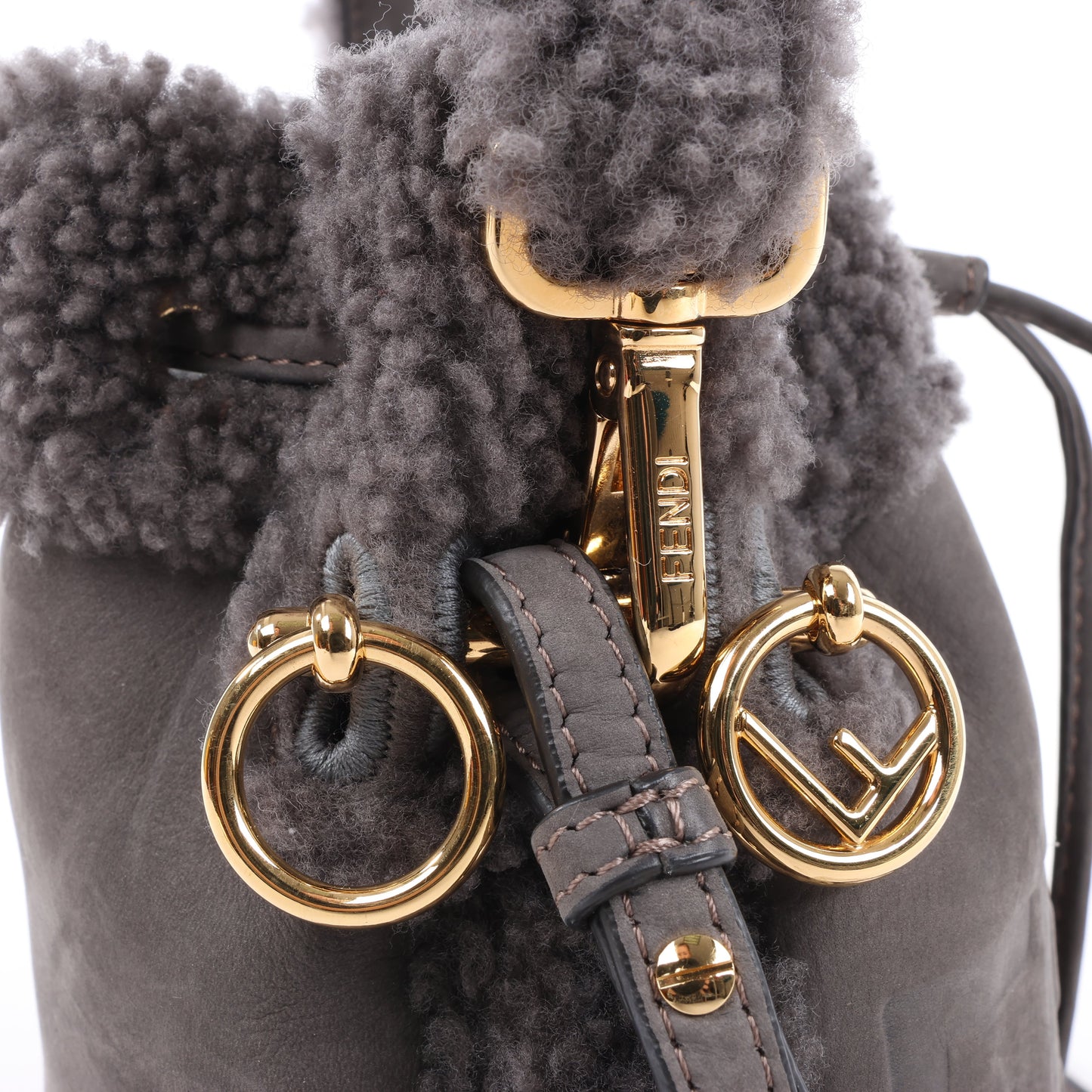 Fendi Mon Tresor Mini Mouton 2Way Shoulder Bag in Gray 8BS010