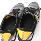 Fendi Monster Bug's Eye Studs Leather Sneakers in Black x Yellow, Size 41 EU