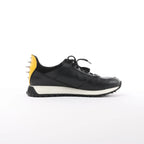 Fendi Monster Bug's Eye Studs Leather Sneakers in Black x Yellow, Size 41 EU
