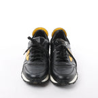 Fendi Monster Bug's Eye Studs Leather Sneakers in Black x Yellow, Size 41 EU