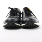 Fendi Monster Bug's Eye Studs Leather Sneakers in Black x Yellow, Size 41 EU