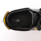 Fendi Monster Bug's Eye Studs Leather Sneakers in Black x Yellow, Size 41 EU