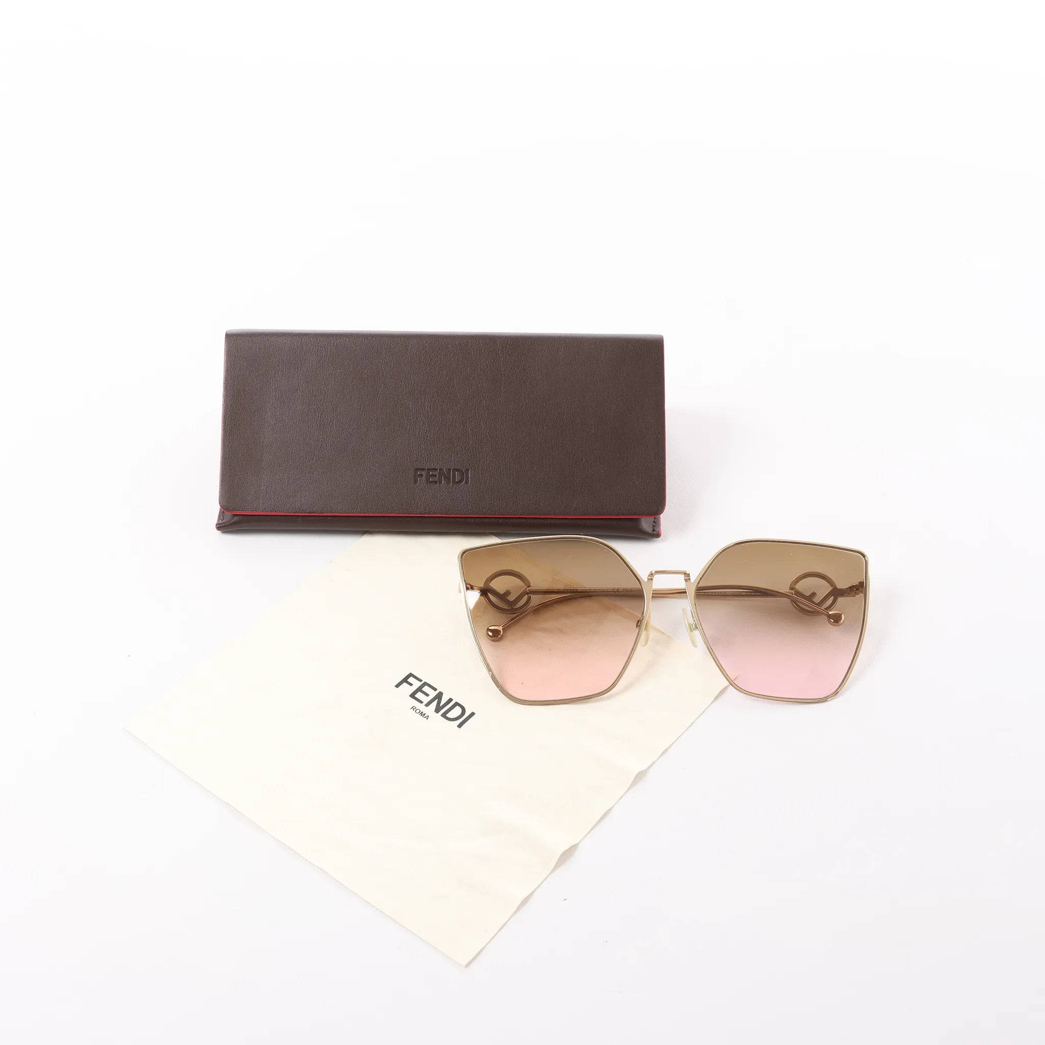 Fendi Oversized Cat-eye Sunglasses in Gold Metal FF0323/S