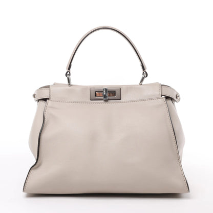 Fendi Peekaboo Regular Leather 2Way Handbag in Light Greige 8BN290