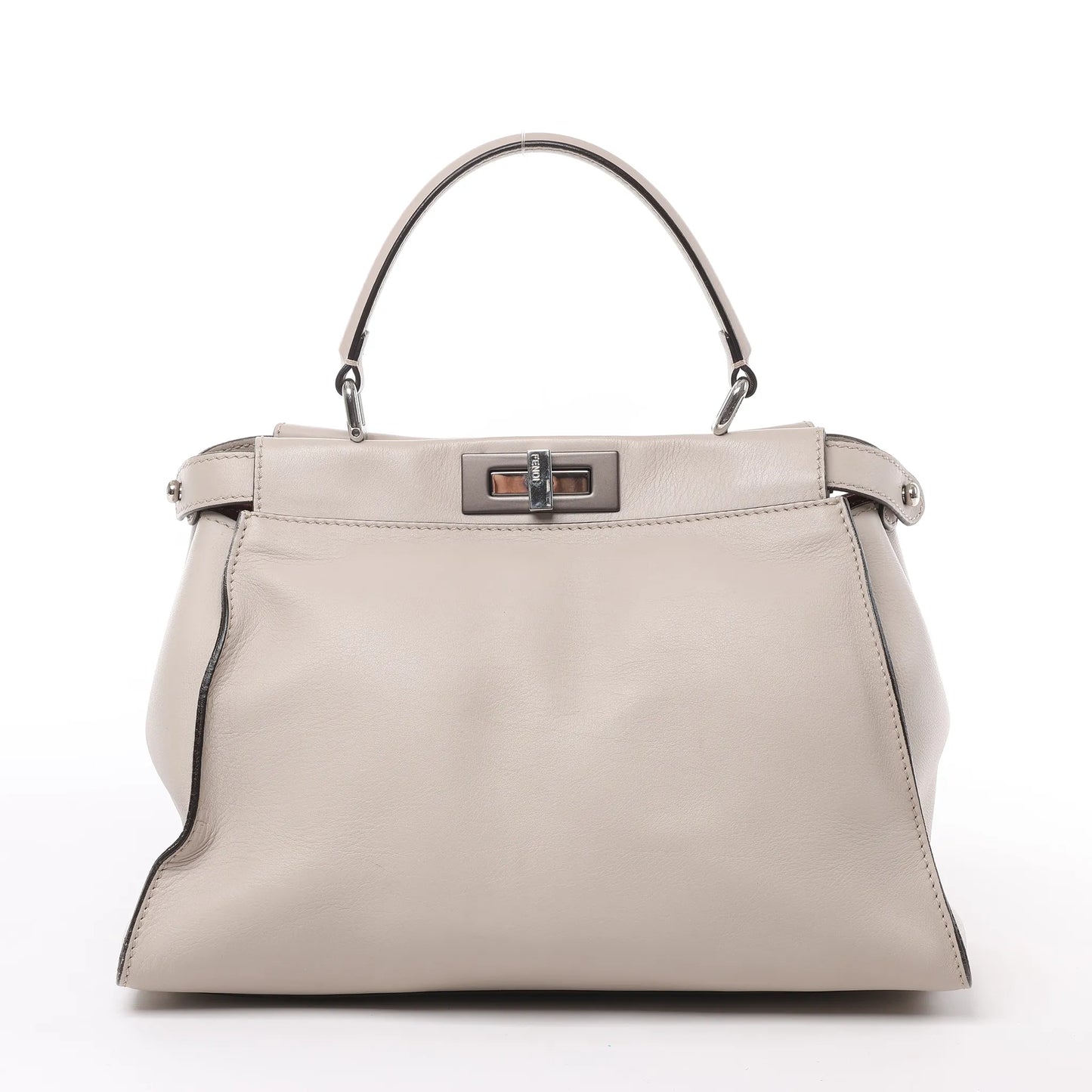 Fendi Peekaboo Regular 2-Wege-Handtasche aus Leder in Hellgreige 8BN290