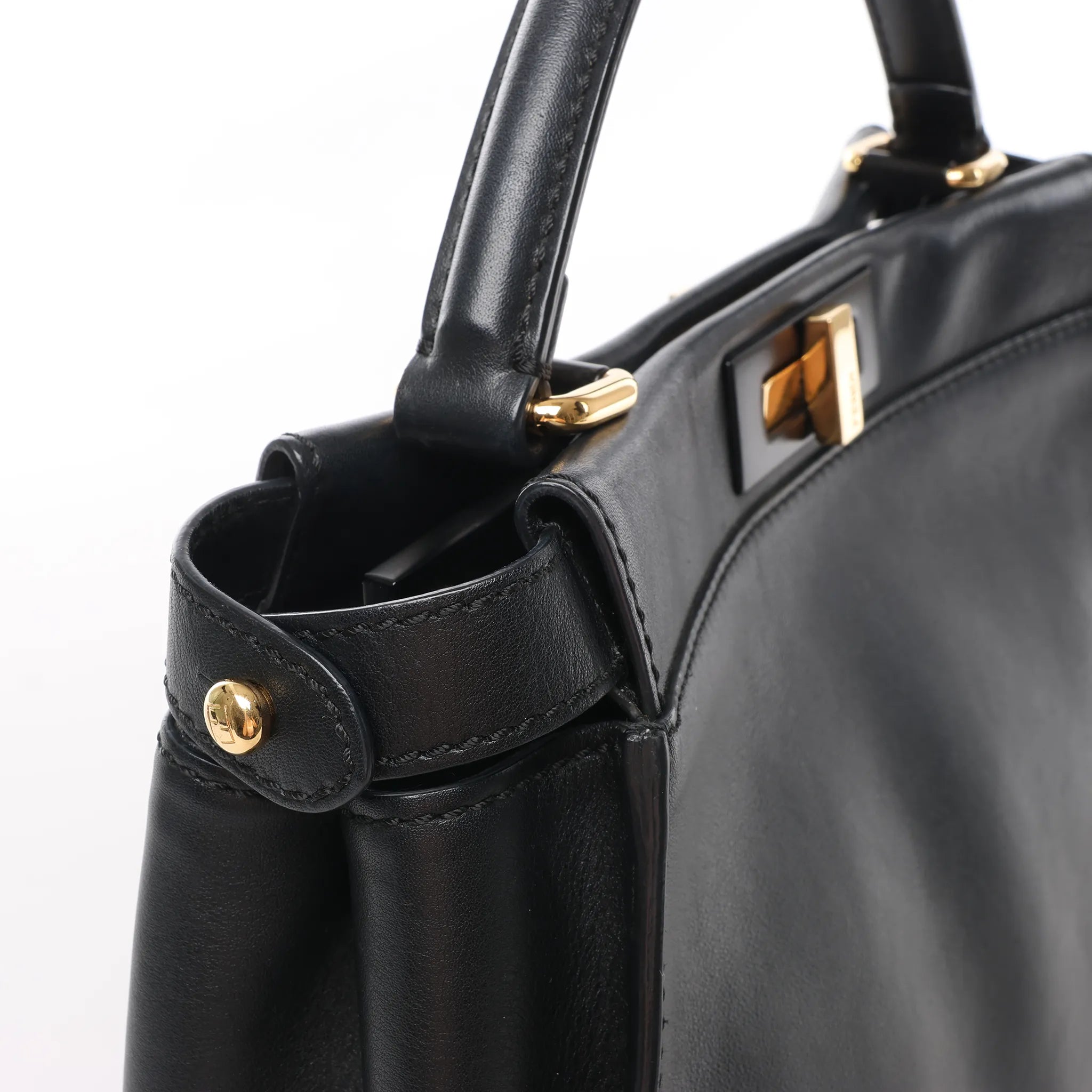 Fendi Peekaboo Regular Leather 2Way Handbag in Black 8BN290