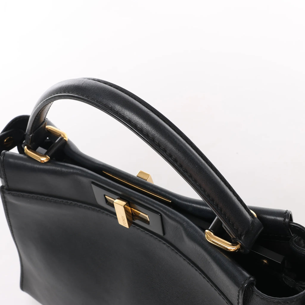 Fendi Peekaboo Regular Leather 2Way Handbag in Black 8BN290