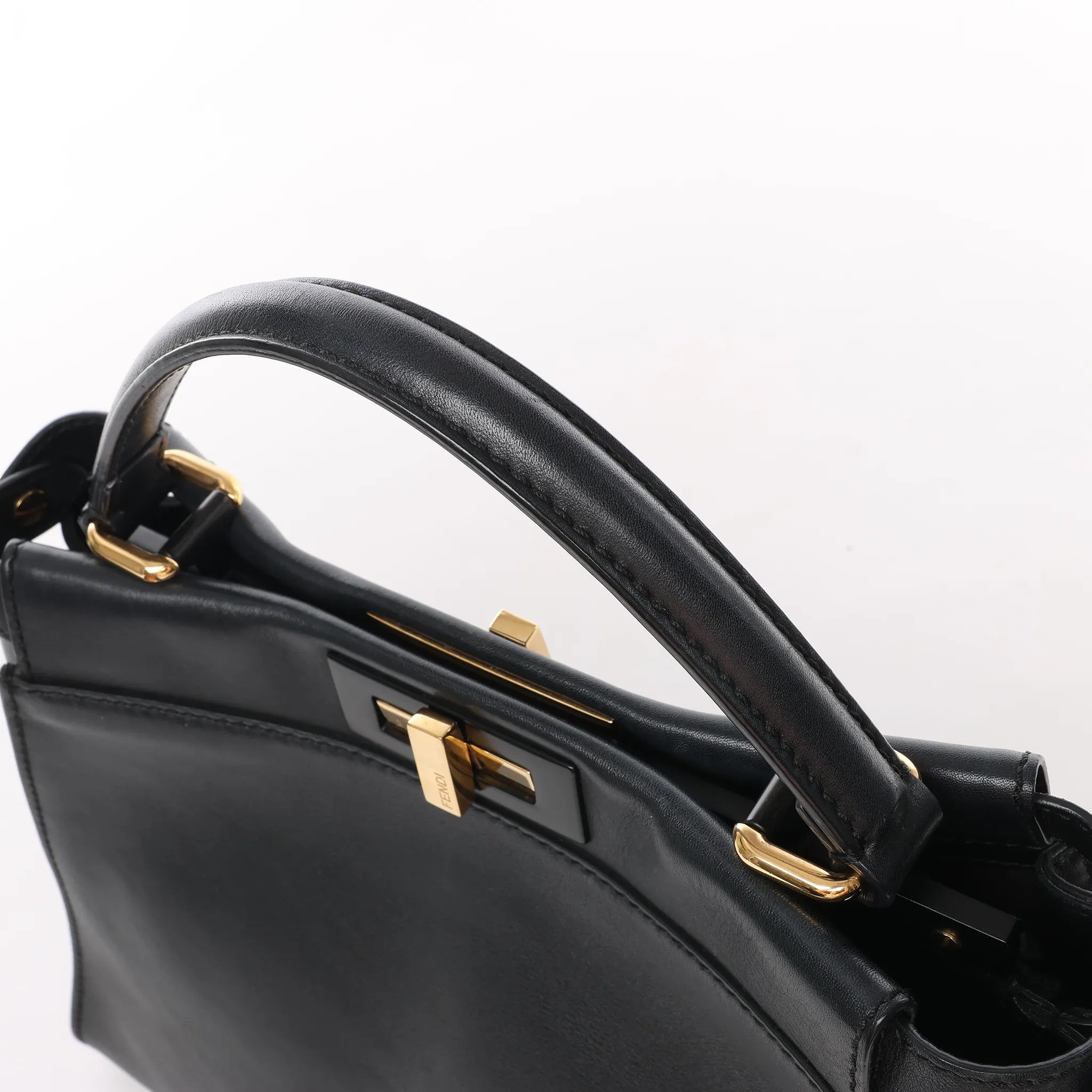Fendi Peekaboo Regular Leather 2Way Handbag in Black 8BN290