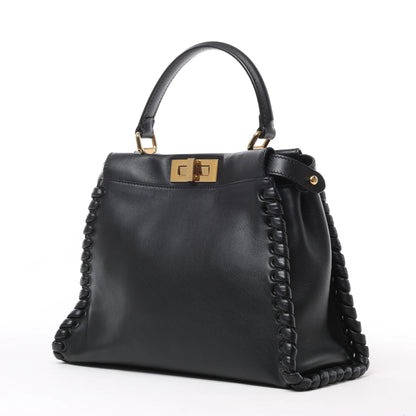 Fendi Peekaboo Regular Leather 2Way Handbag in Black 8BN290