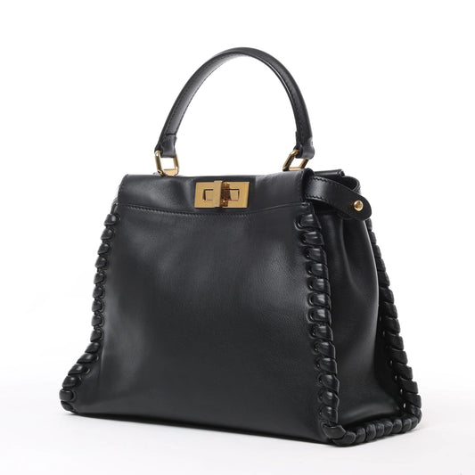 Fendi Peekaboo Regular Leather 2Way Handbag in Black 8BN290
