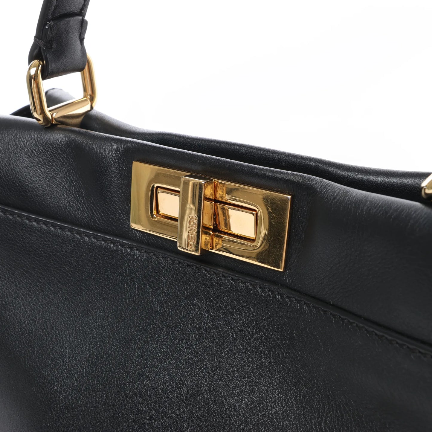 Fendi Peekaboo Regular Leather 2Way Handbag in Black 8BN290