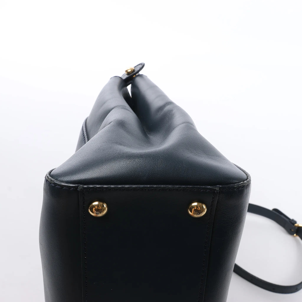 Fendi Peekaboo Regular Leather 2Way Handbag in Navy Blue 8BN226