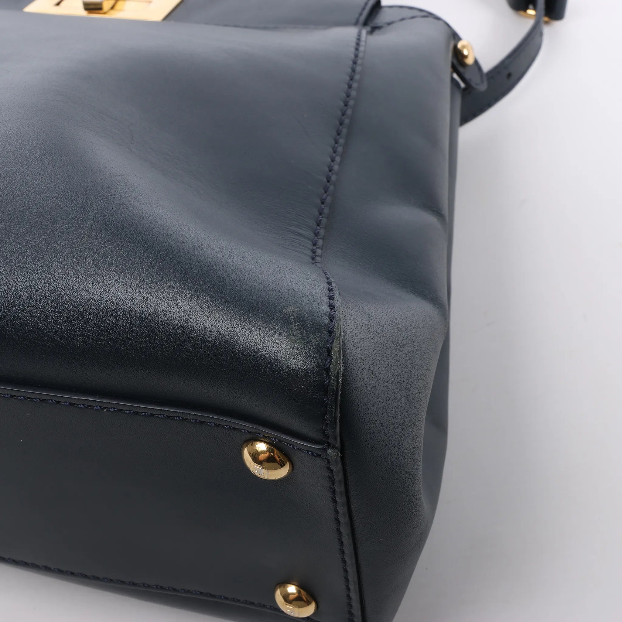 Fendi Peekaboo Regular Leather 2Way Handbag in Navy Blue 8BN226