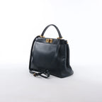 Fendi Peekaboo Regular Leather 2Way Handbag in Navy Blue 8BN226