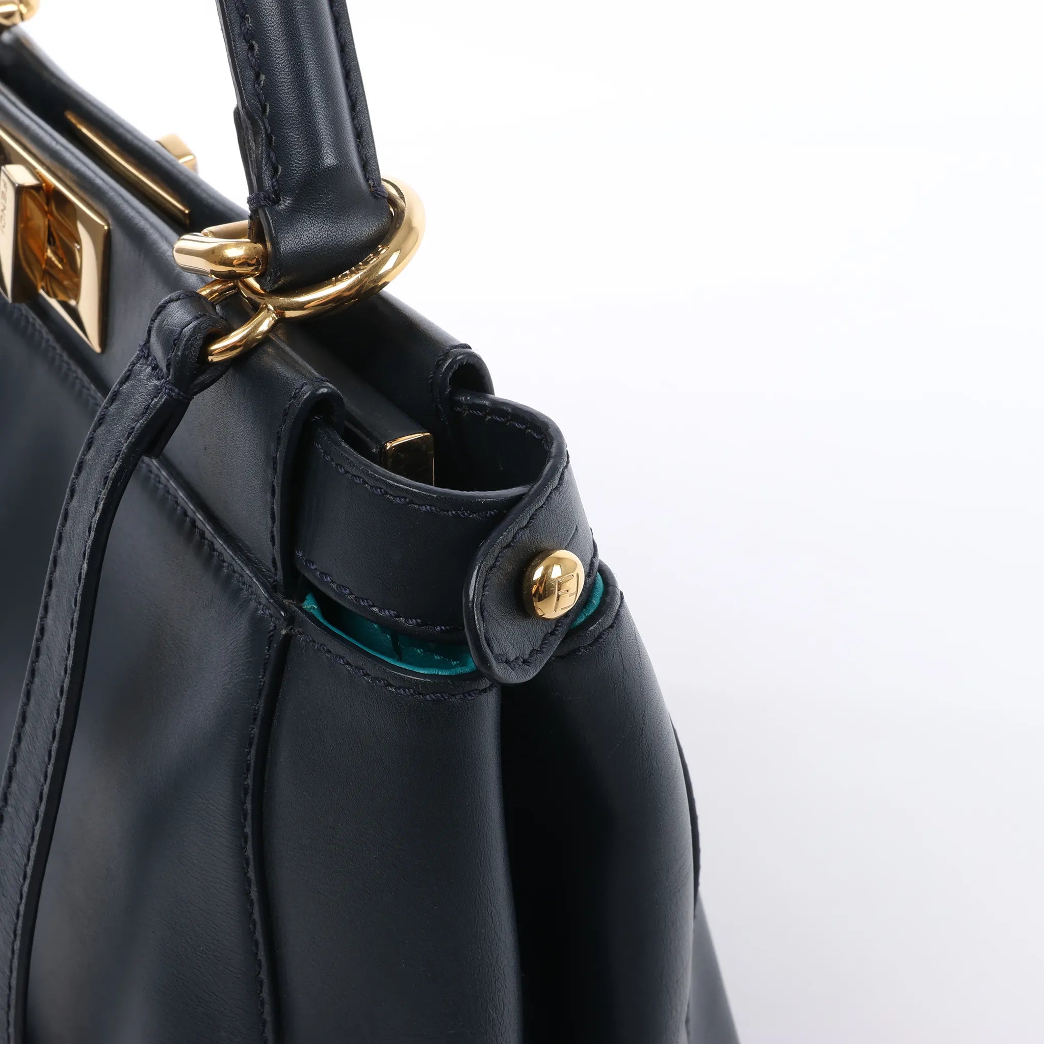 Fendi Peekaboo Regular Leather 2Way Handbag in Navy Blue 8BN226