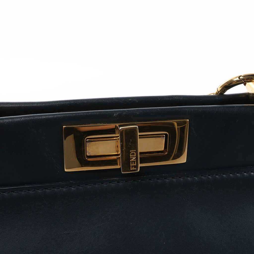Fendi Peekaboo Regular Leather 2Way Handbag in Navy Blue 8BN226