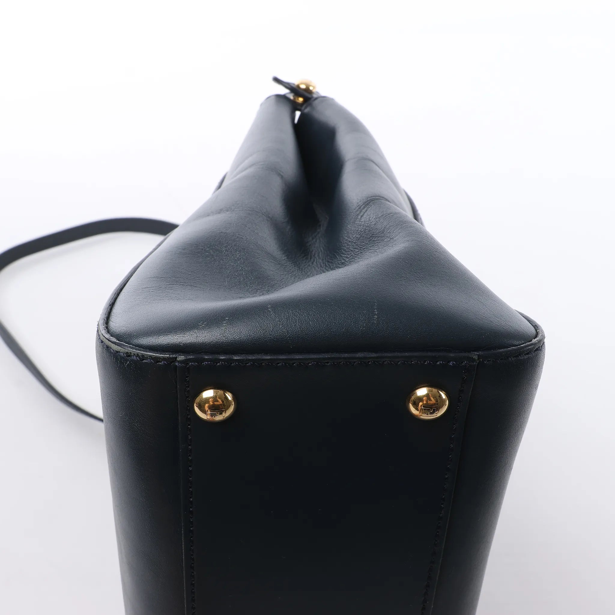 Fendi Peekaboo Regular Leather 2Way Handbag in Navy Blue 8BN226
