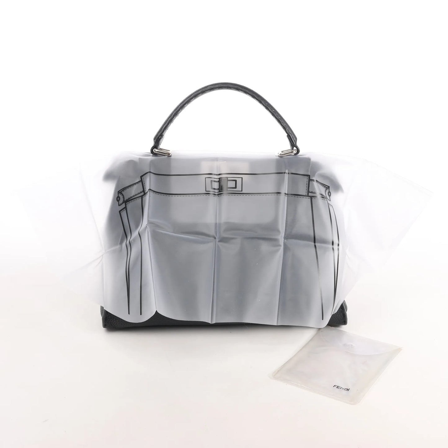 Fendi Peekaboo Regular Selleria Leather Handbag in Black 8BN226